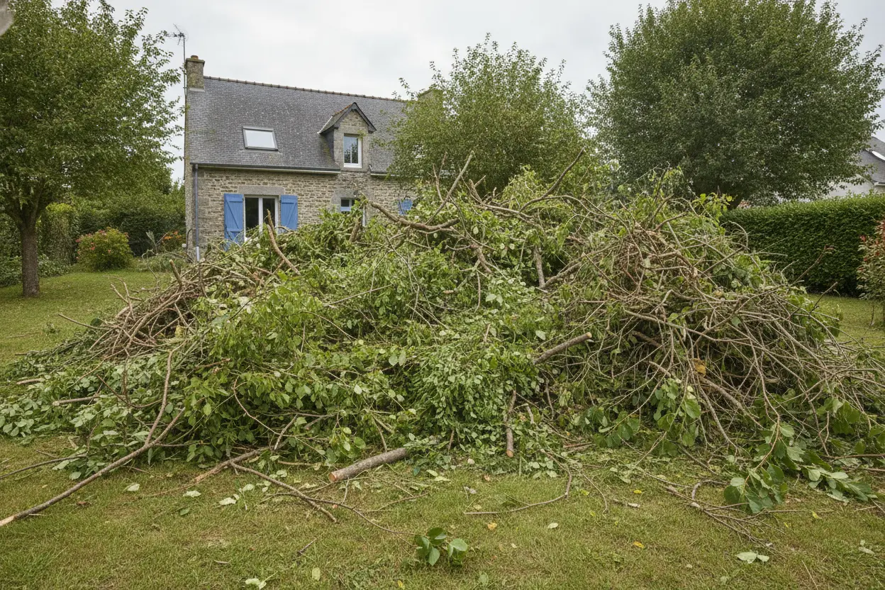 Avant : Abattage de cerisier au centre de Brest — élagage à Brest